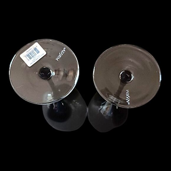 2 Mikasa KYA Smoke Wine Glasses Goblets Red Crystal Elegant Classic Holiday Rare - Picture 6 of 16